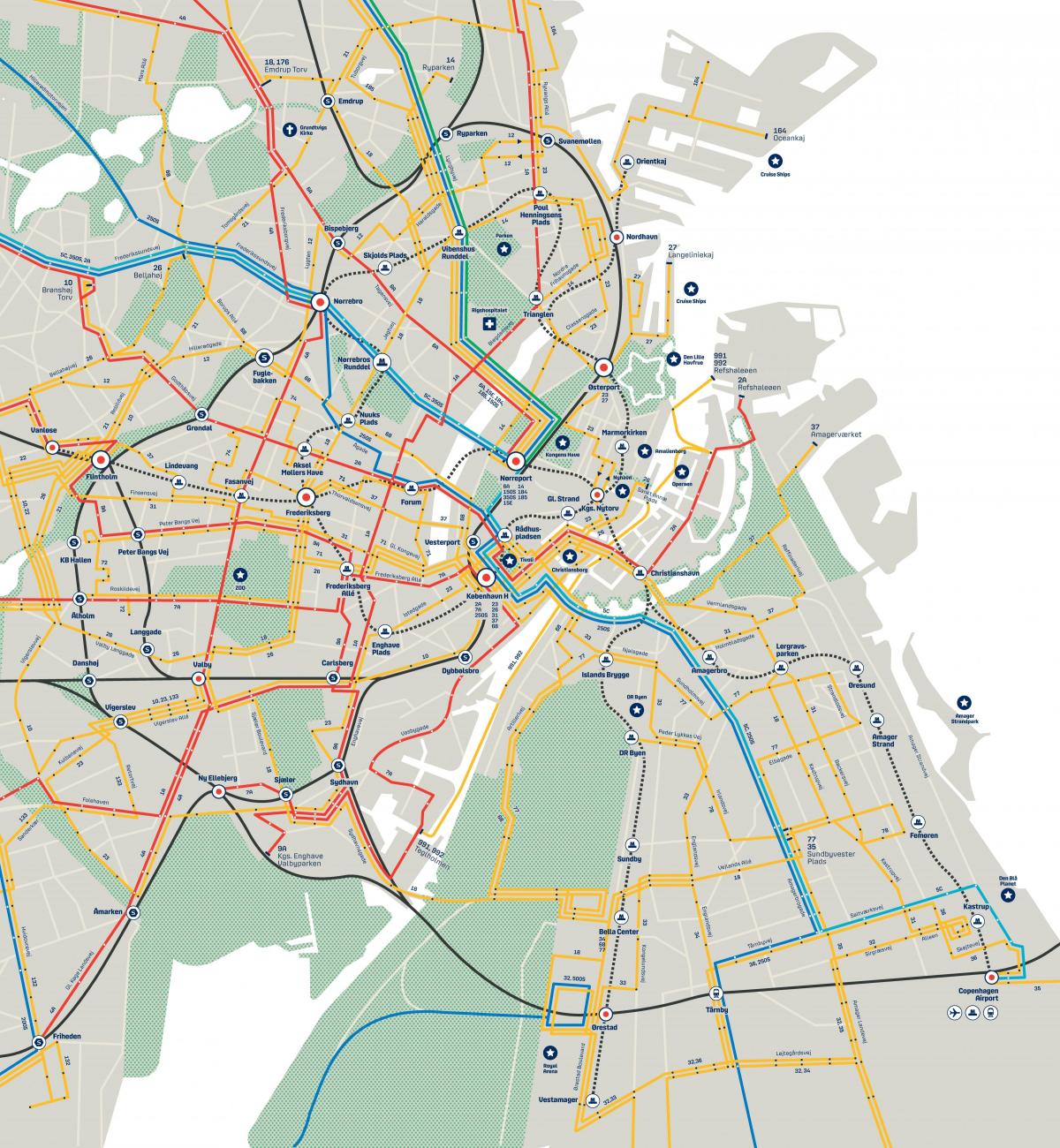 Karte des Busbahnhofs Kopenhagen